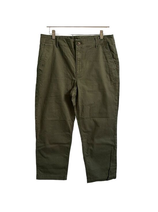 LOFT Pants - Loft The Perfect Straight Capri Pants in Washed Twill Olive Green Size 12P